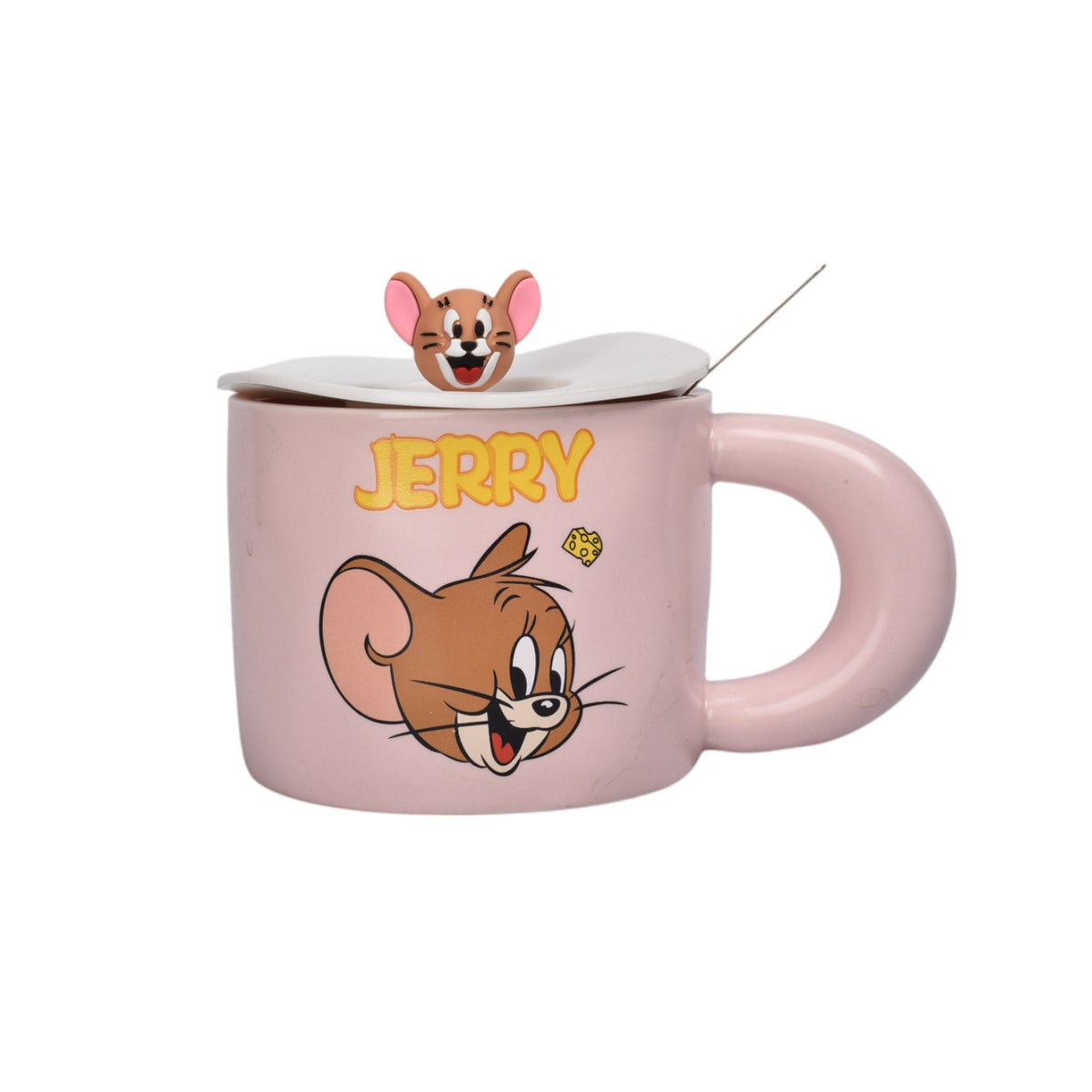 mug pocillo ceramica con tapa personaje 420ml dim:9x9x7