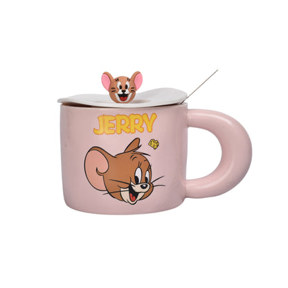 MUG POCILLO CERAMICA CON TAPA PERSONAJE 420ML DIM:9X9X7