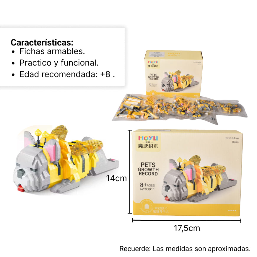 juguete mini bloques fichas ladrillos de armar forma de perr