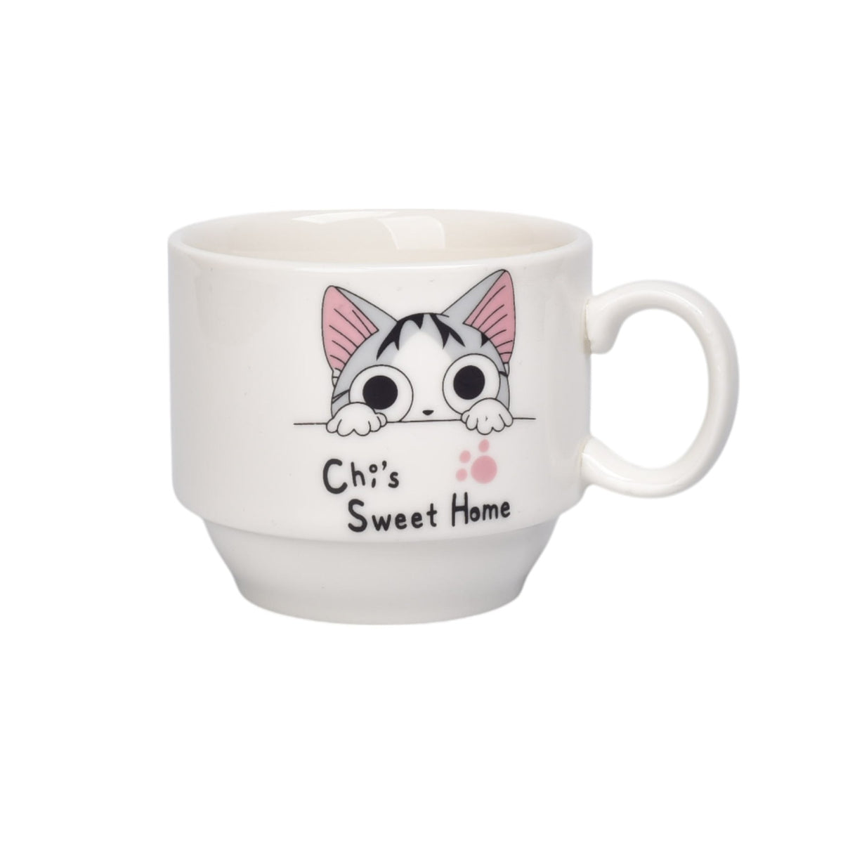 set 4pcs pocillos con base ceramica 150ml diseño gatos dim:7x6x7