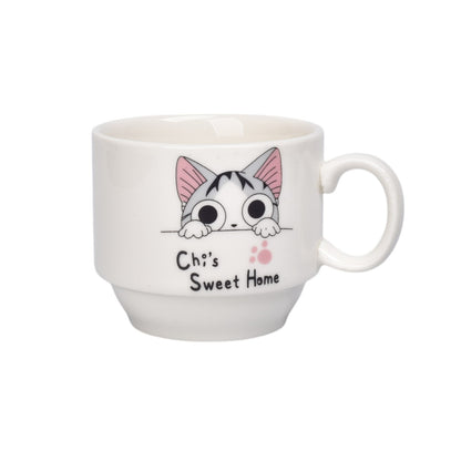 SET 4PCS POCILLOS CON BASE CERAMICA 150ML DISEÑO GATOS DIM:7X6X7