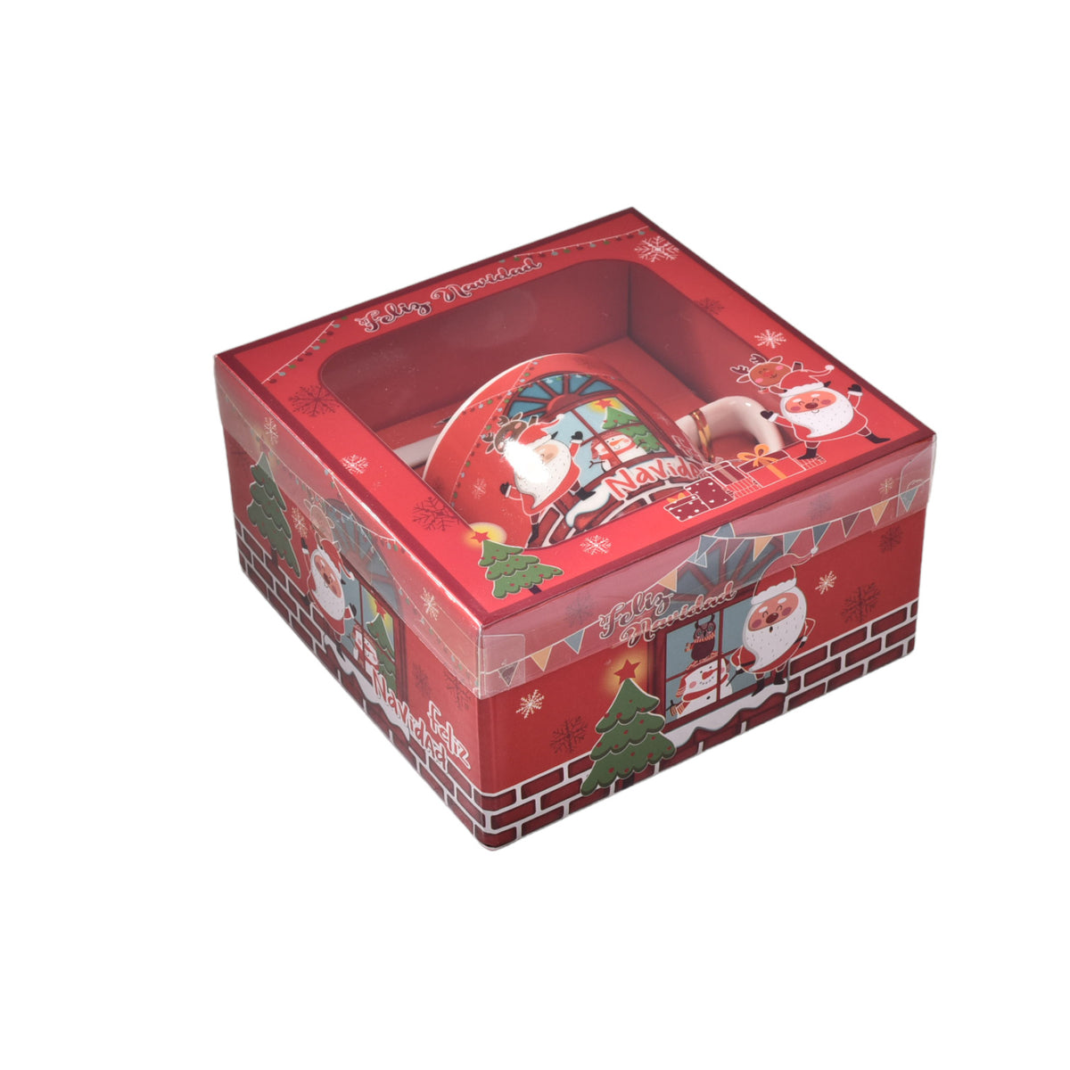 pocillo de navidad con cuchara dim: 14x14x7