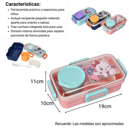 PORTACOMIDA PLASTICO NIÑO NIÑA 500ML DIM:17X9X5