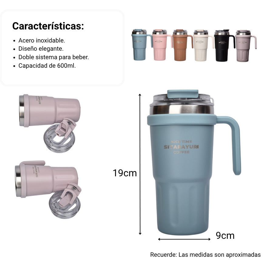 termo acero inoxidable 600ml dim:9x9x19