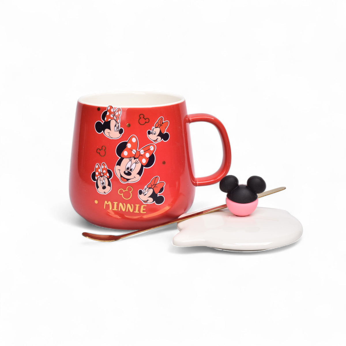 mug pocillo ceramica personaje con tapa y cuchara 350ml dim:7x7