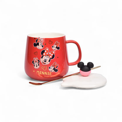 MUG POCILLO CERAMICA PERSONAJE CON TAPA Y CUCHARA 350ML DIM:7X7