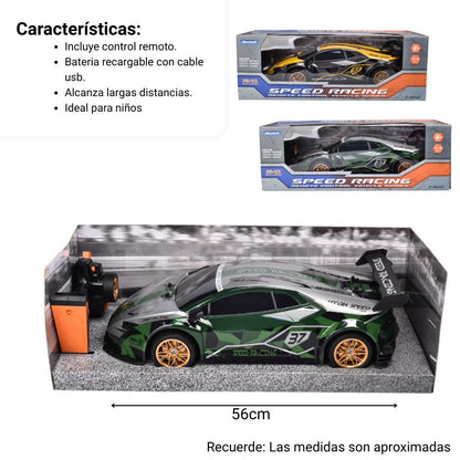 JUGUETE CARRO DEPORTIVO CON CONTROL REMOTO DIM:56X24X19