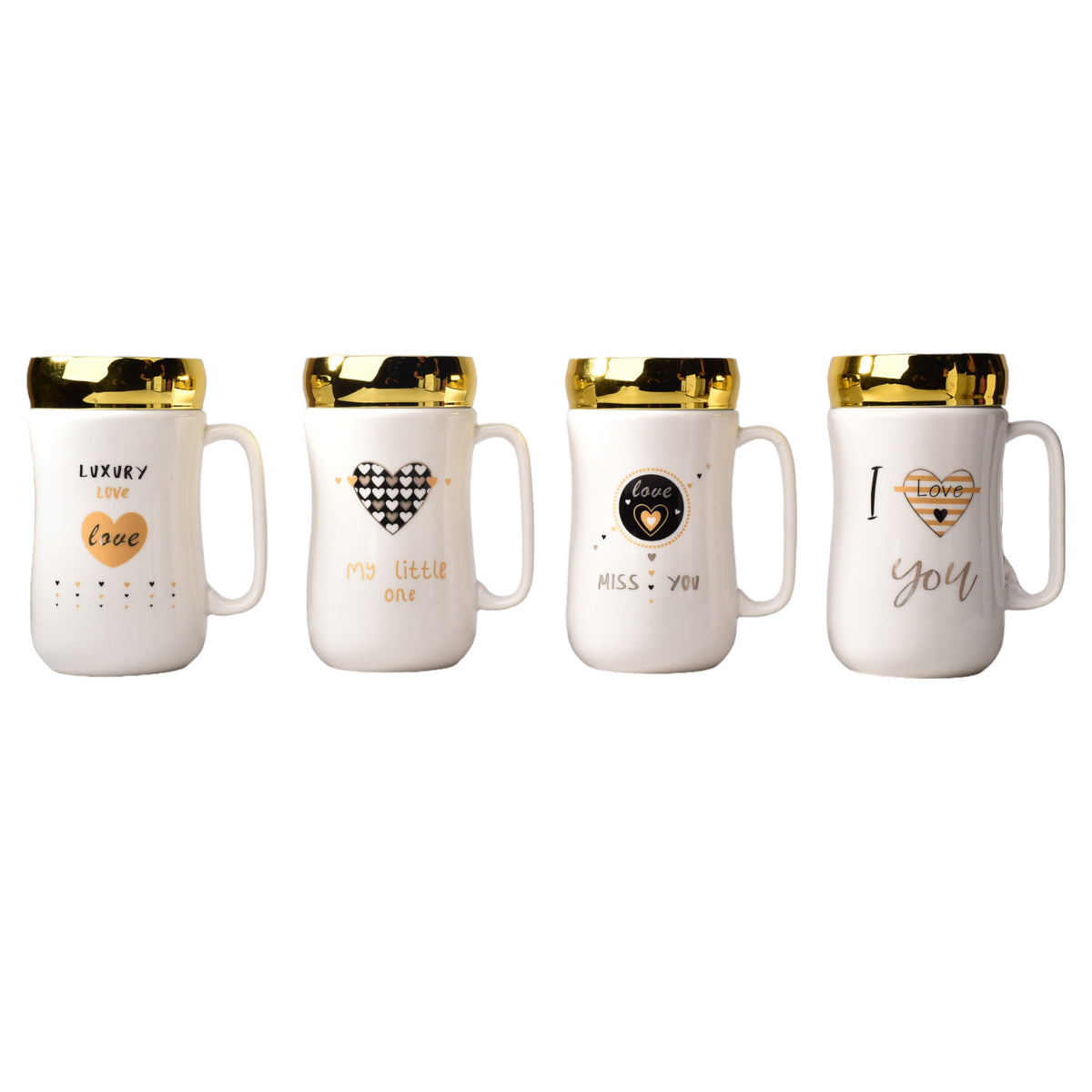 mug pocillo ceramica diseño corazones con tapa 400ml