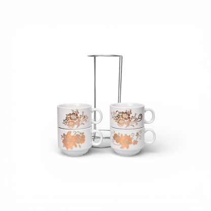 POCILLO SET 4PCS CERAMICA CON BASE 160ML DIM:7X7X6