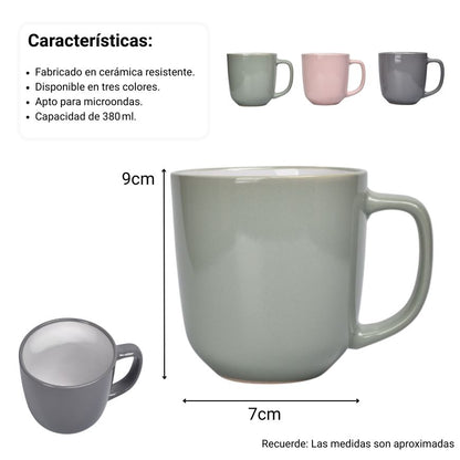 MUG POCILLO CERAMICA 380ML DIM:7x9CM