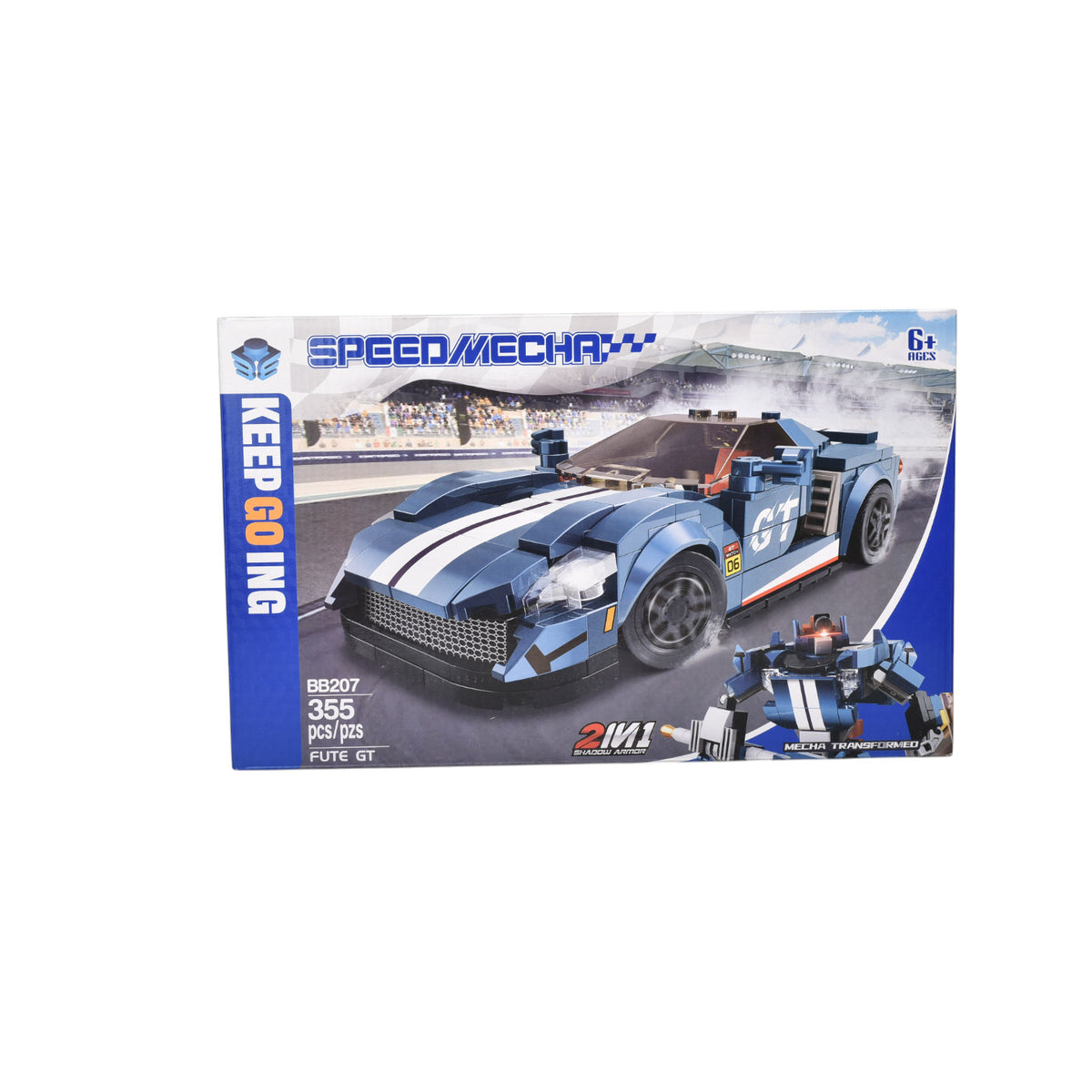 bloques fichas armable carro y robot azul dim:38x6x23