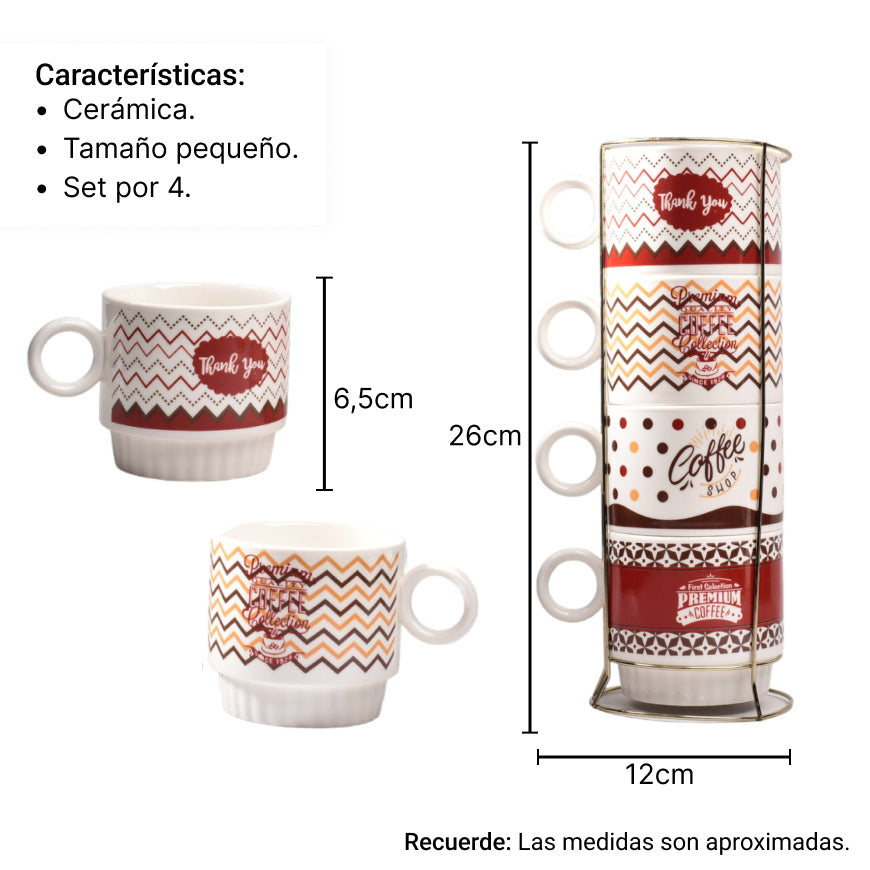 pocillo ceramica x 4 unidades mug