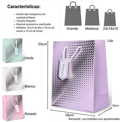 BOLSA DE REGALO VARIOS COLORES DE PAPEL DIM:18X23X10