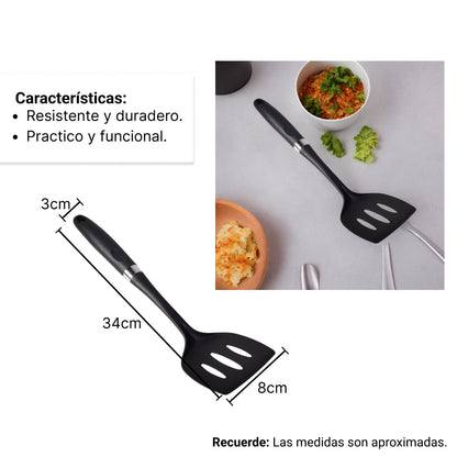 ESPATULA UTENSILIOS COCINA SILICONA PLASTICO NEGRO DIM:8X36