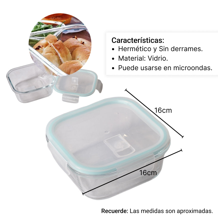 portacomida de  vidrio 800ml