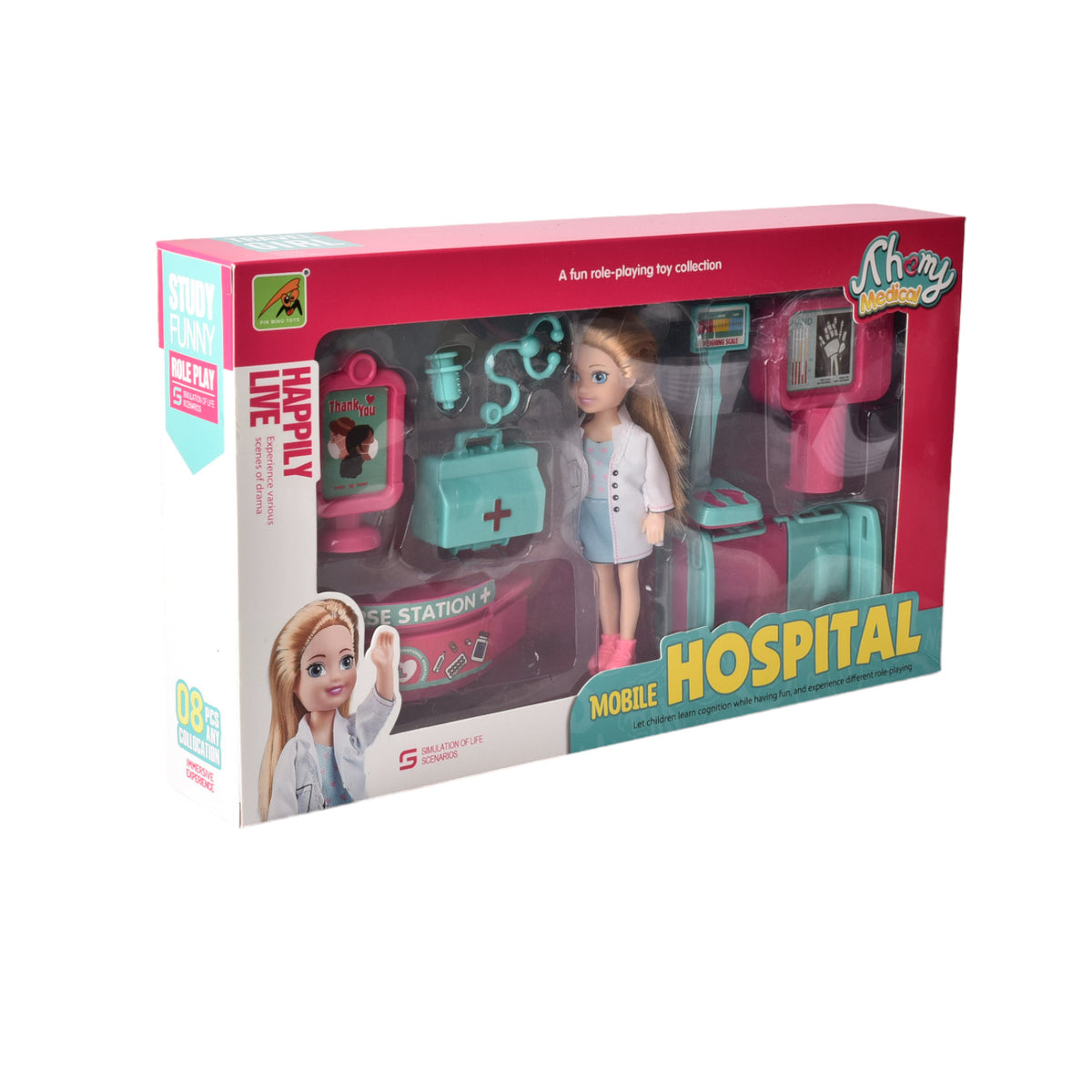 juguete muñeca doctora en plastico con accesorios