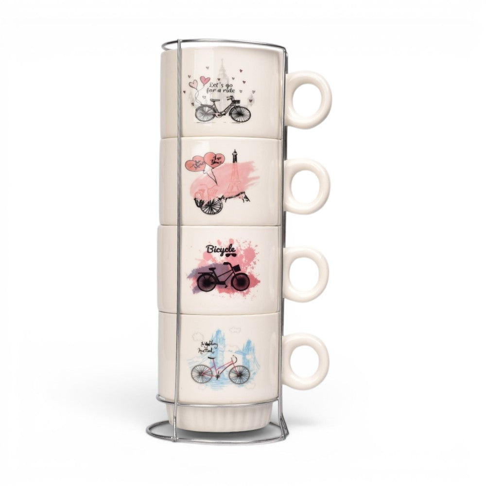 pocillo set 4pcs ceramica con base dim:26x9cm