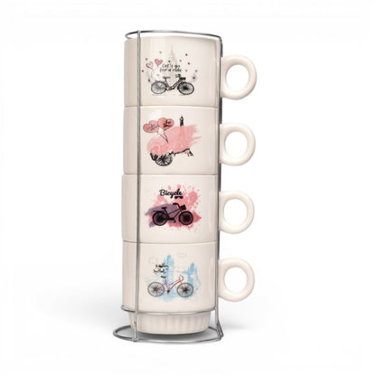 POCILLO SET 4PCS CERAMICA CON BASE DIM:26X9CM
