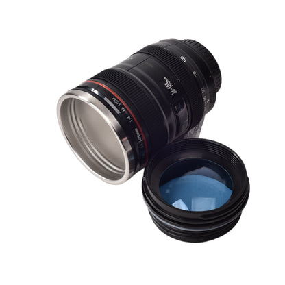 TERMO METALICO 400ML VASO NEGRO FORMA LENTE CAMARA