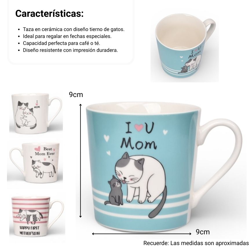 mug pocillo ceramica gato 300ml dim:8x8x9