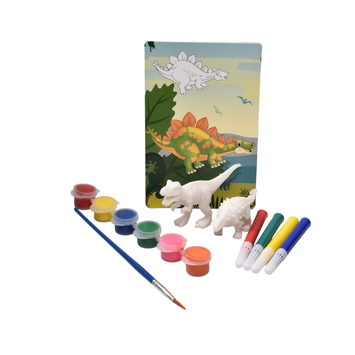 set de pintura para niños temperas dinosaurio