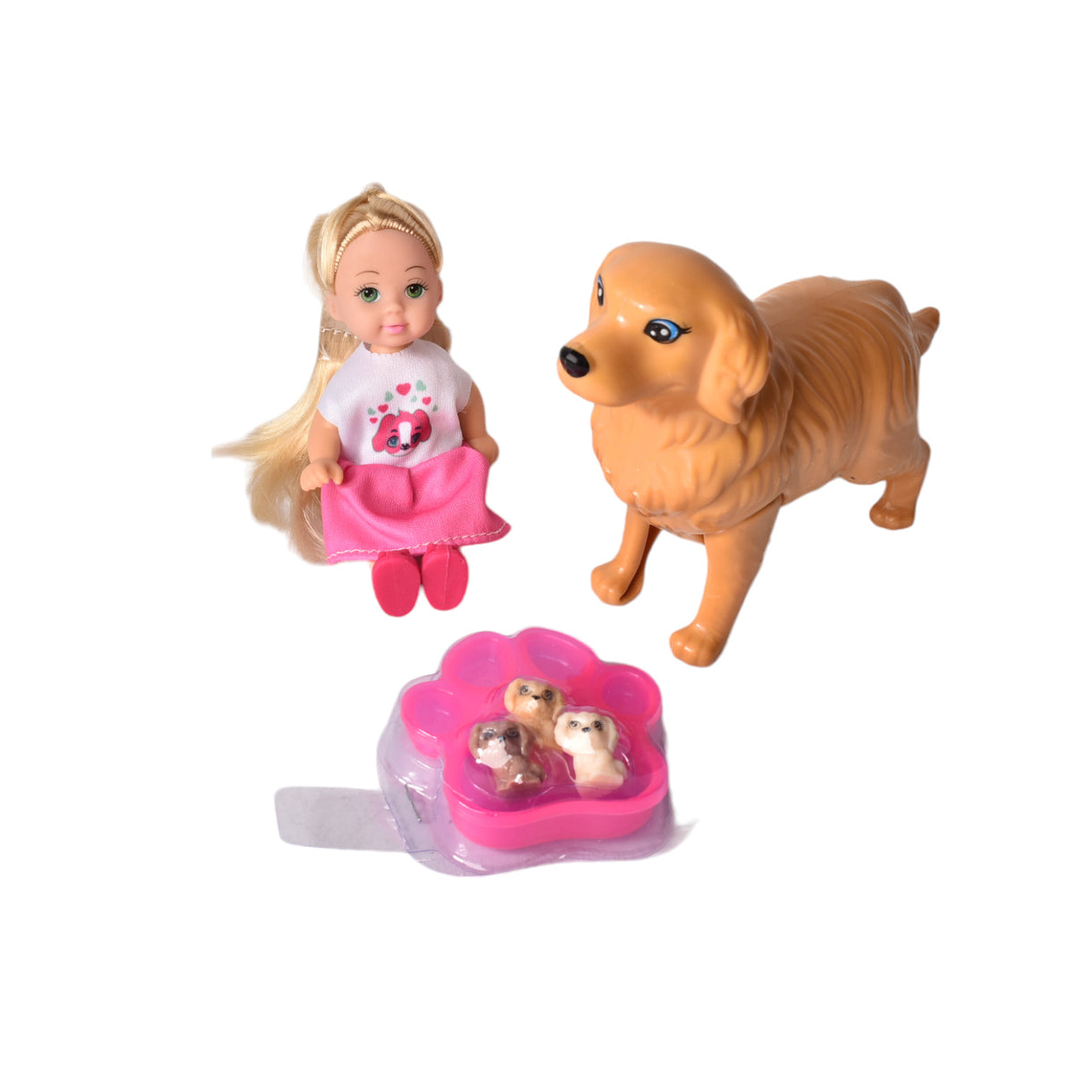 juguete muñeca con animales plastica
