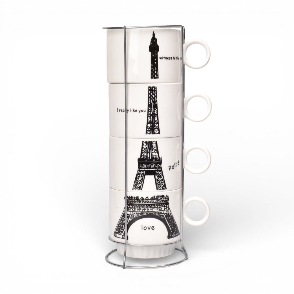 pocillo set 4pcs ceramica con base 250ml dim:8x8x7