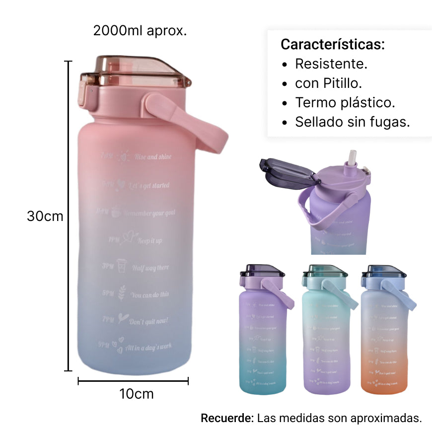 botilo de agua motivacional 2000ml