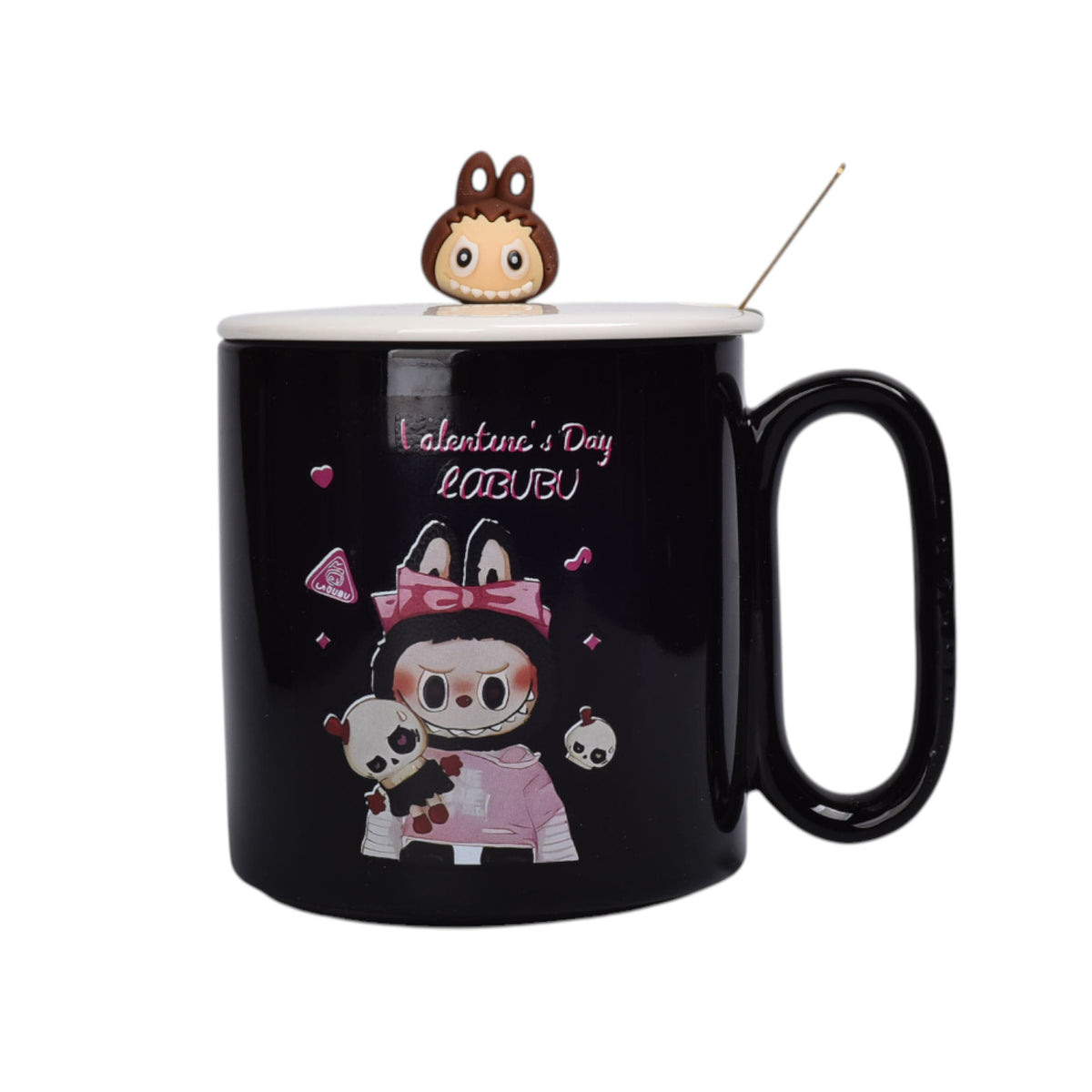 mug pocillo ceramica personaje con tapa de 420ml