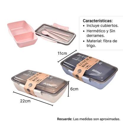 PORTACOMIDAS CON CUBIERTOS (M1018) 800ML