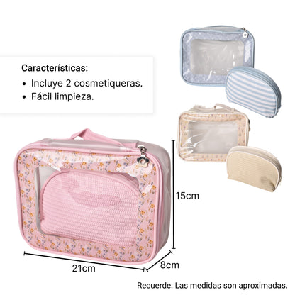 COSMETIQUERA X 2 UND MAQUILLAJE SINTETICO PVC DIM:21X15*8