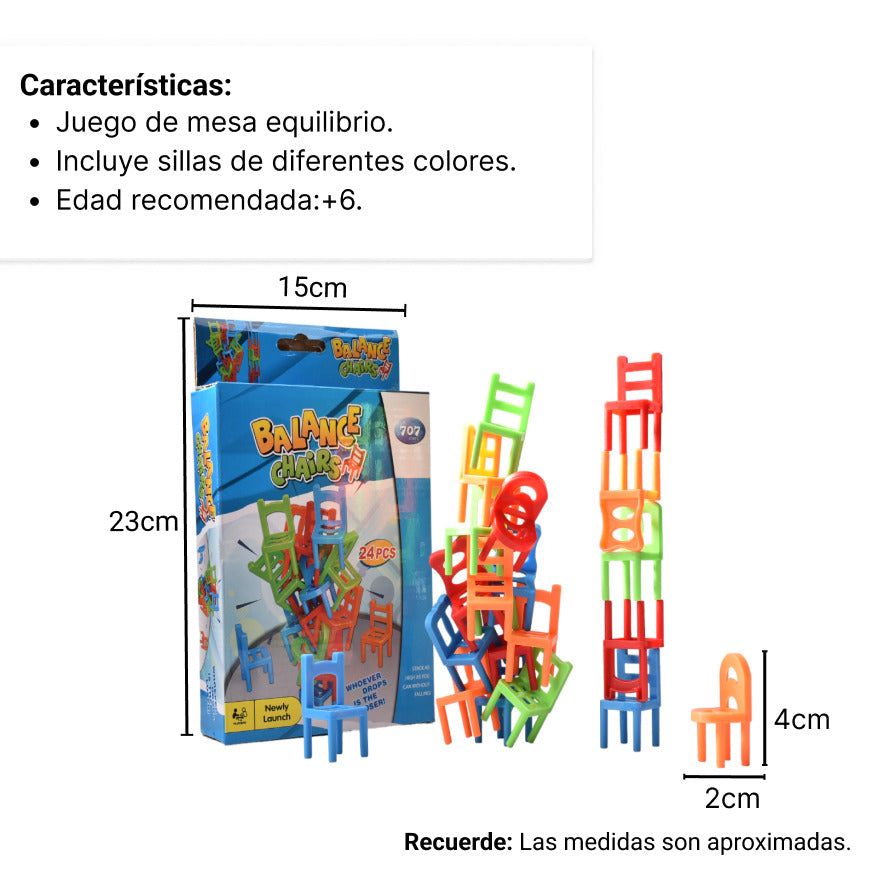 juego de mesa equilibrio sillas balanceo dim: 19x15x4