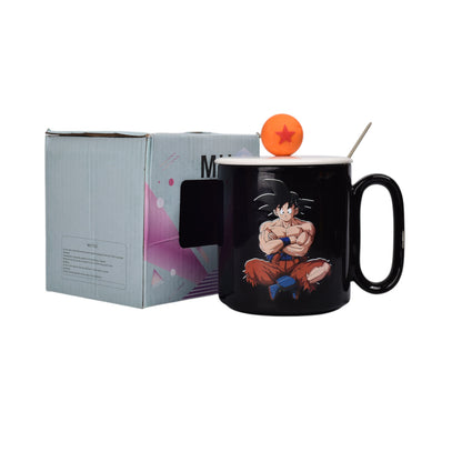 MUG POCILLO CERAMICA PERSONAJE CON TAPA DE 420ML