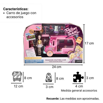 CARRO DE JUEGO CAMPER CON ACCESORIOS DIM:23x16x8