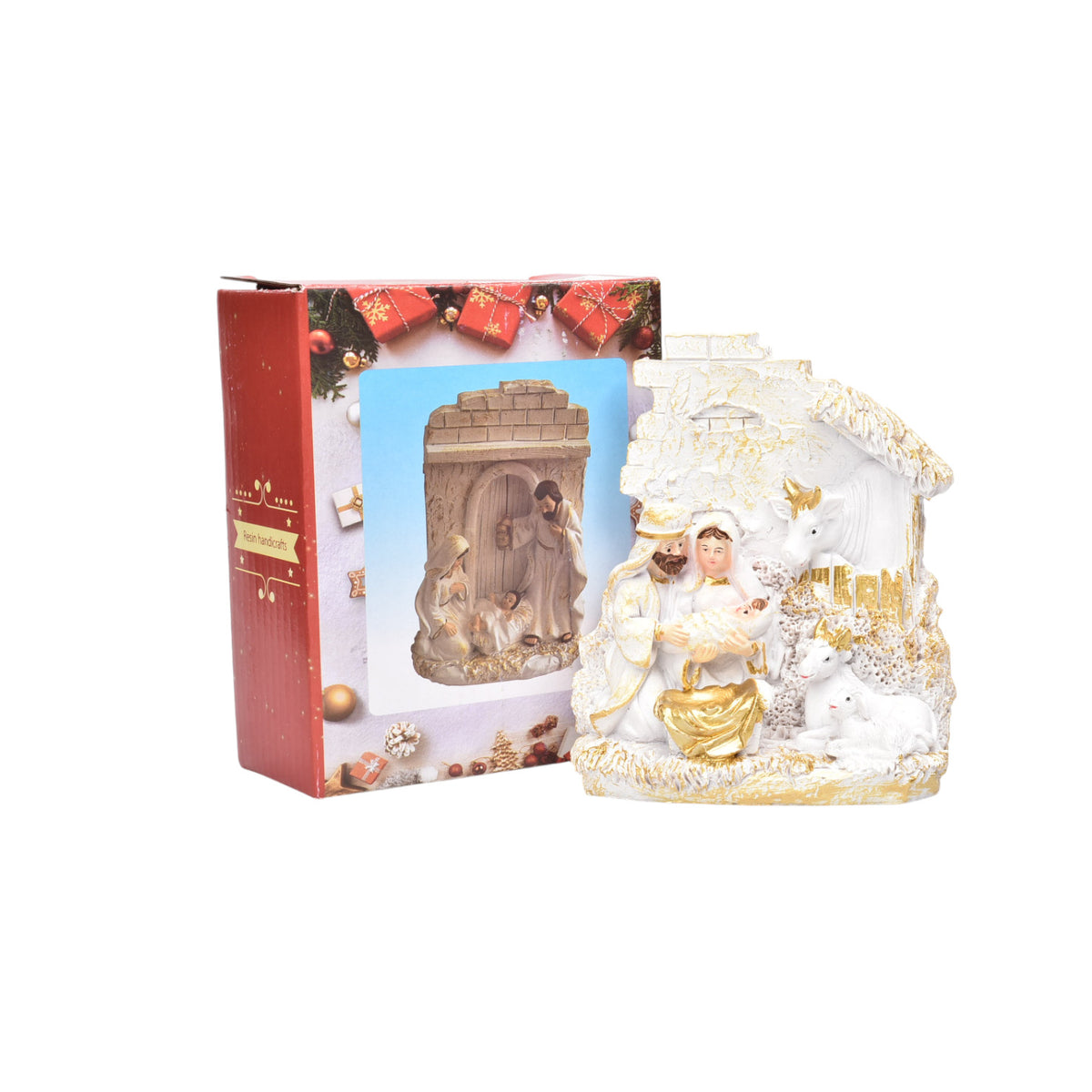 adorno figura de pesebre resina blanco dim:12x9x3