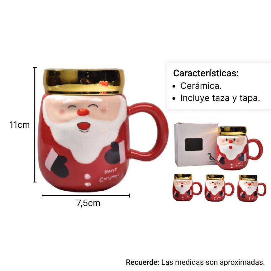 mug en ceramica pocillo de navidad dim:8x12x11cm