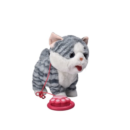 JUGUETE CON MOVIMIENTO Y SONIDO GATO GRIS PELUCHE DIM:25X12X26