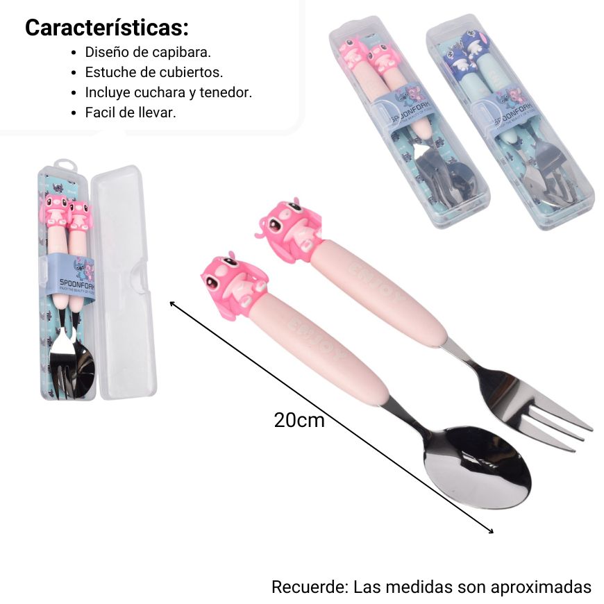 set cubiertos portatil personaje stich dim:4x20x2