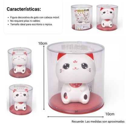 GATO DE LA SUERTE SOLAR PLASTICO COLOR BLANCO DIM:9X9X10