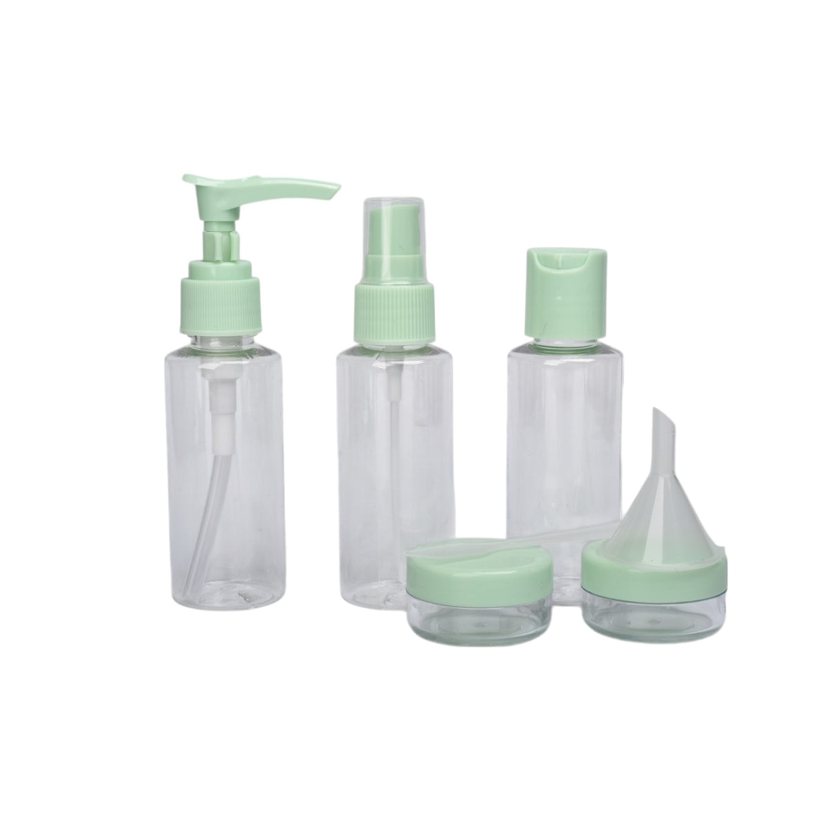 kit 6 envases recargables viajero plastico 50ml dim:15x16x3