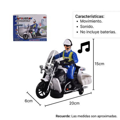 MOTO POLICIA LUCES Y MOVIMIENTO DIM:21X16.5X9CM