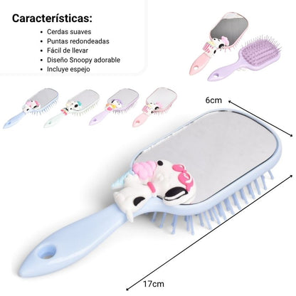 CEPILLO PLASTICO CON ESPEJO PARA CABELLO PRJ DIM: 17X6CM