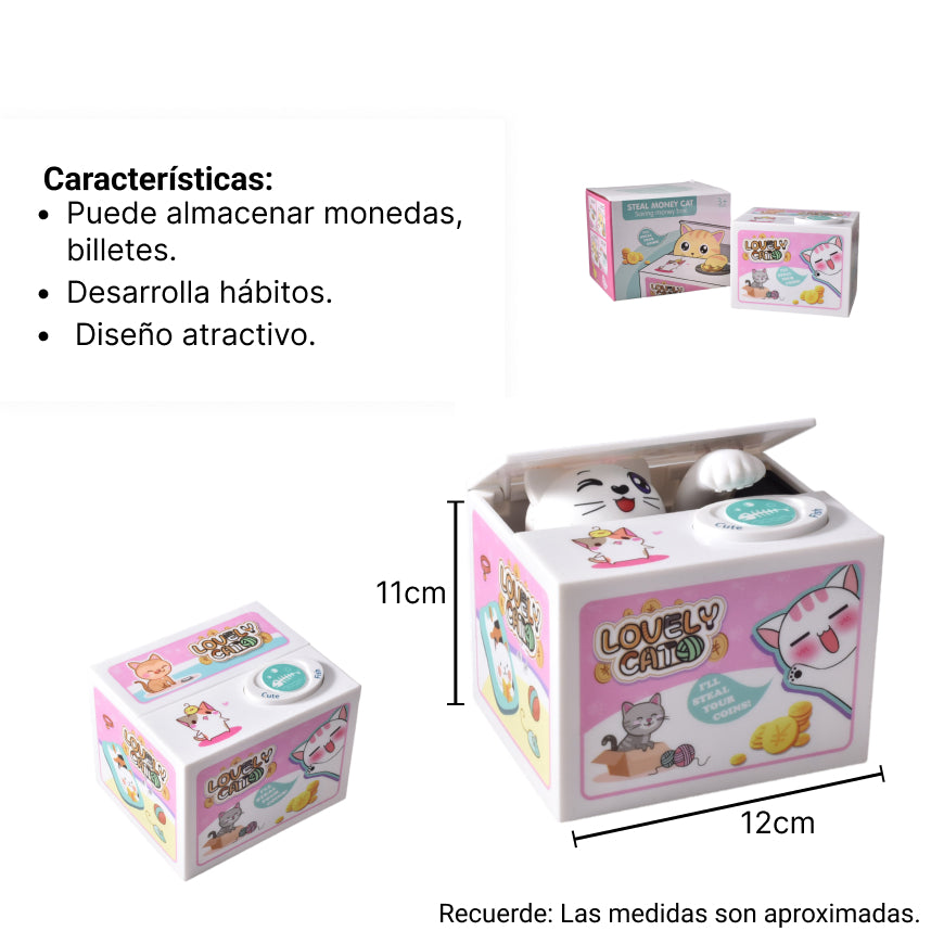 alcancia electronica gato caja de monedas