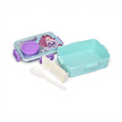 PORTACOMIDA CON CUBIERTO RECIRPIENTE Y DIVISION PLASTICO 600ML