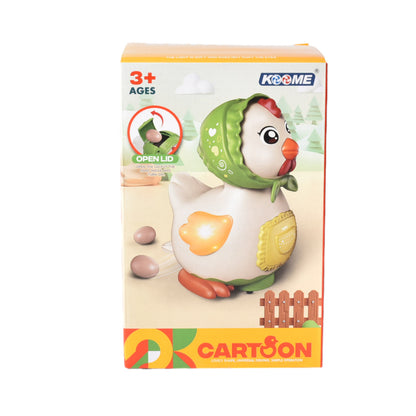 JUGUETE POLLO PLASTICO CON MOVIMIENTO LUCES Y SONIDO