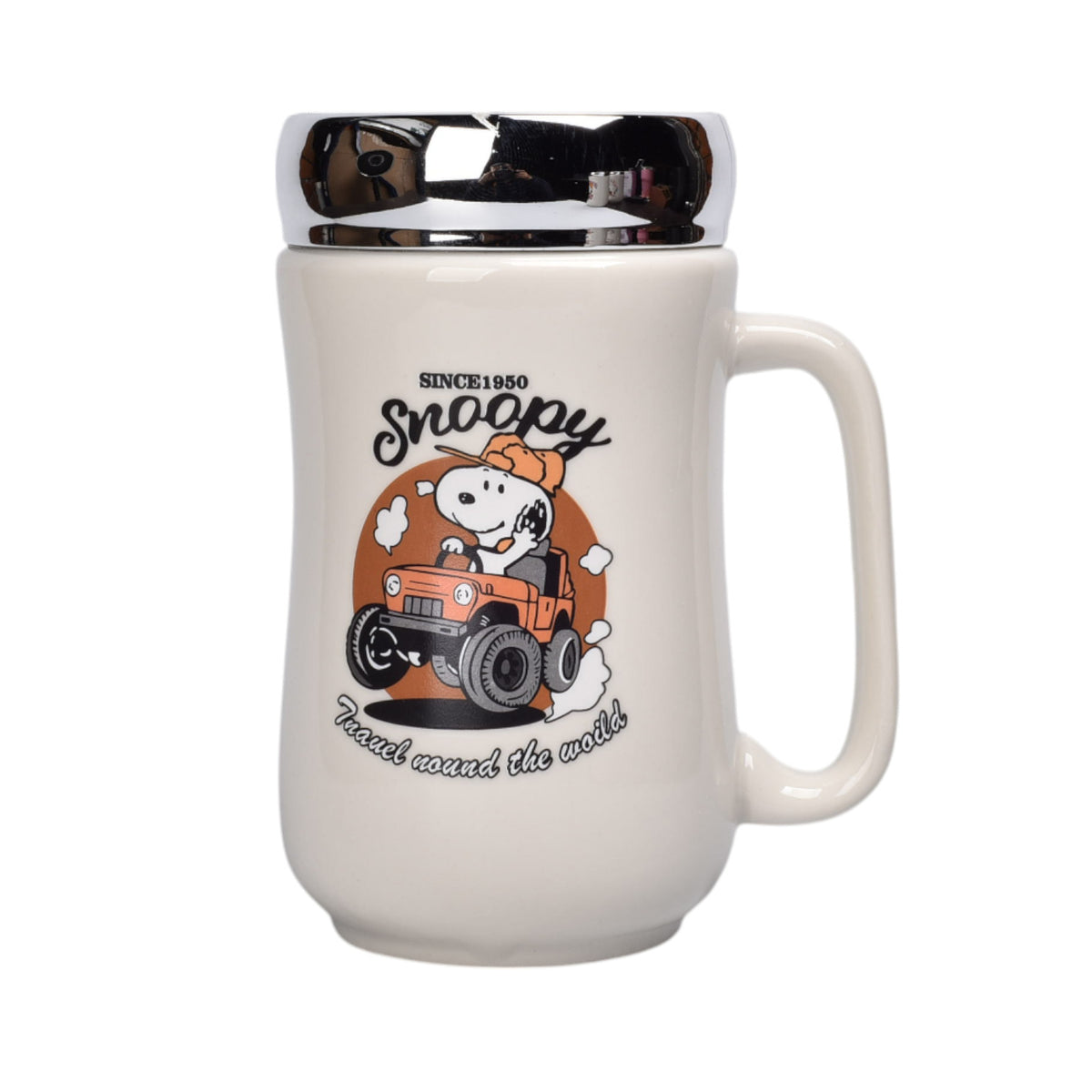 mug pocillo ceramica con tapa personaje 420ml dim:8x8x14