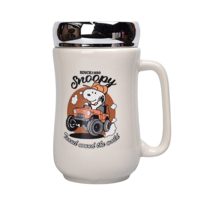MUG POCILLO CERAMICA CON TAPA PERSONAJE 420ML DIM:8X8X14