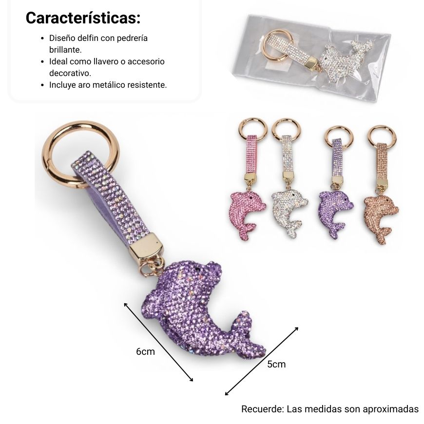 llavero resina y  metal delfin dim:6x5x1