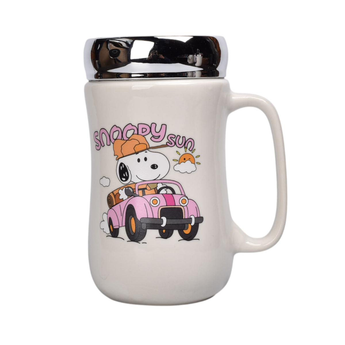 mug pocillo ceramica con tapa personaje 420ml dim:8x8x14
