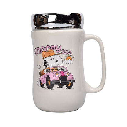 MUG POCILLO CERAMICA CON TAPA PERSONAJE 420ML DIM:8X8X14